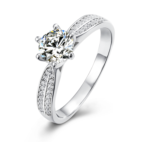Engagement Crystal Zircon Round Diamond 925 Sterling Silver Jewelry Wedding Ring
